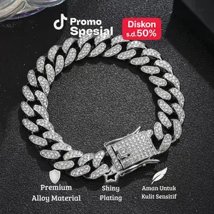 Gelang Rantai HipHop Pria Wanita Starboy Bracelets Zircon Permata Elegan Cowo Aksesoris Silver Cewe