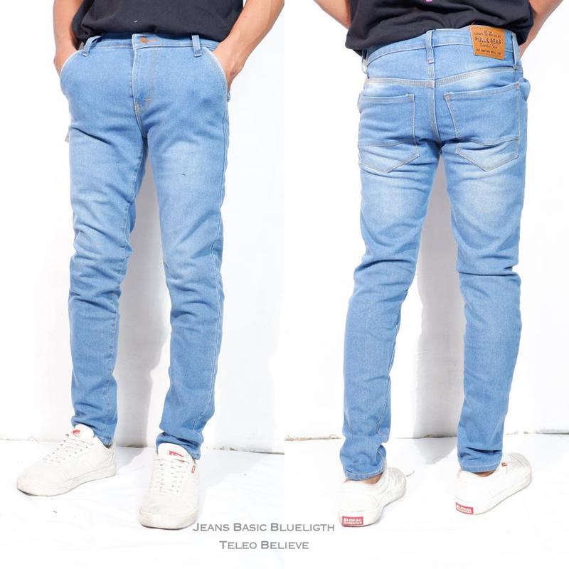 Product Introduction of Celana Jeans Pria Bahan Streach Melar Pensil Slim fit Cowok Panjang Cowo Skinny mexcollection Biru Denim Hitam Dewasa Soft Stretch 44