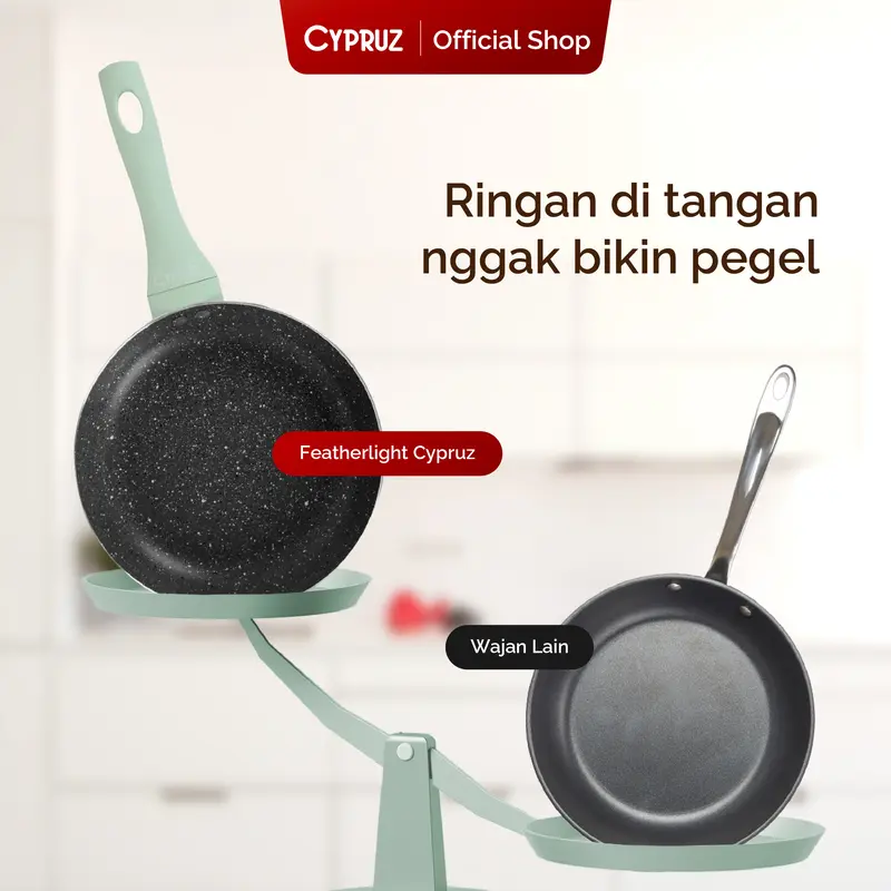 [SPECIAL KOKO PANCI] [COD] Cypruz Wajan Pan 20 cm Penggorengan Anti Lengket Fry Pan Featherlight Series Abu 1