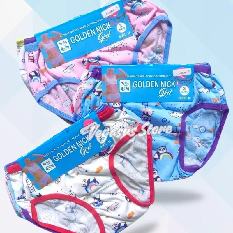 6Pcs CD Golden Nick 069B Celana Dalam Anak PEREMPUAN-ANAK Wanita MOTIF Karakter Kartun-Pakaian Dalam Anak Wanita Fashion cuci dengan air dingin xxl 6