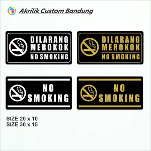 Akrilik Hitam sigange  Dilarang Meroko/No Smoking Acrylic cutting sticker