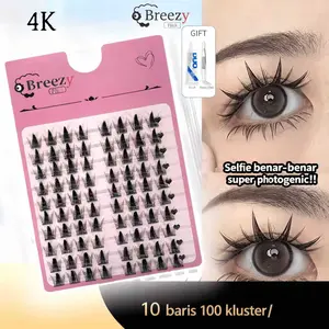 Breezy Bulu Mata 3 Langkah Praktis Banget Sudah termasuk Lem Penjepit Cocok untuk Pemula Bulumata Eyelash Wajah