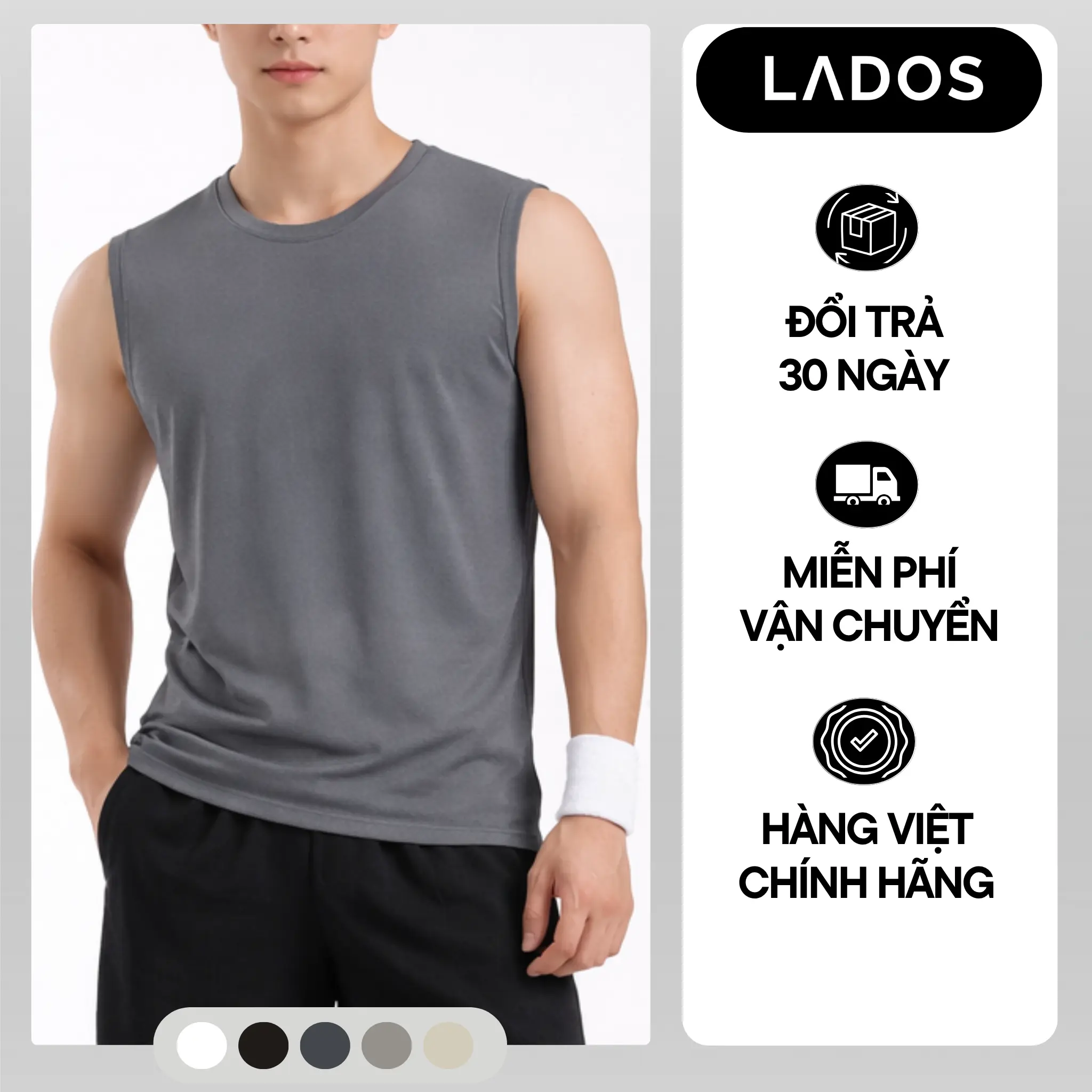 Áo thun tank top nam trơn LADOS-9085 vải cotton siêu mát mẻ,tập gym, chạy bộ, đi chơi