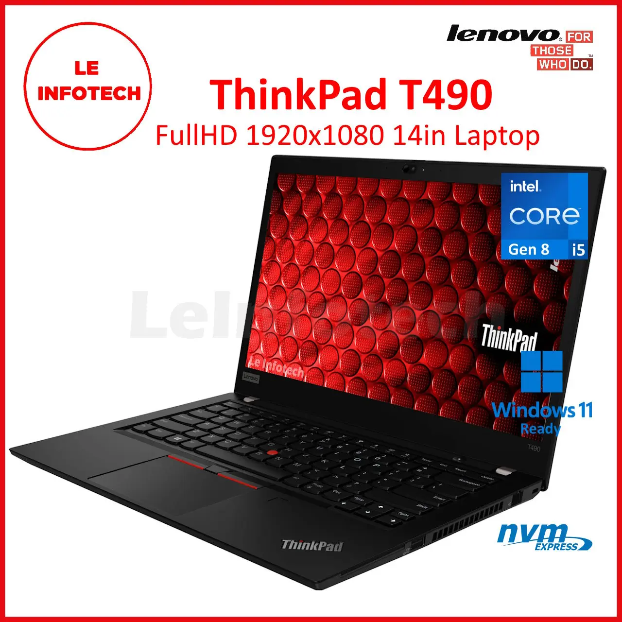 Le Infotech Lenovo ThinkPad T490 14”/T590 15” Laptop Intel Core i7/i5 Gen8 RAM 40GB 1TB NVMe HDMI USB-C TBolt3 WebCam W11Pro