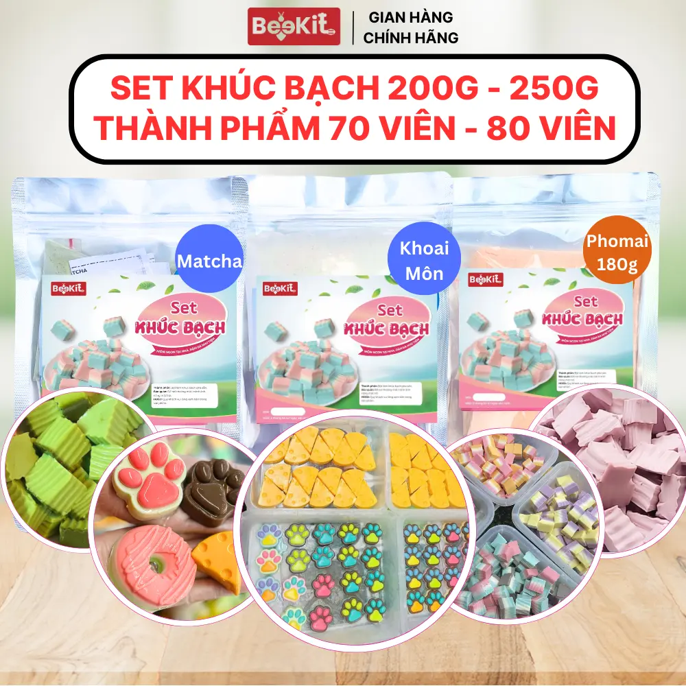 Bột Nguyên Liệu Khúc Bạch 200g-250g (Dâu, Việt Quất, Cacao, Matcha, Môn, Phô Mai, Sữa) - TIỆM BEE - Snack Ăn Vặt Food Thức Ăn
