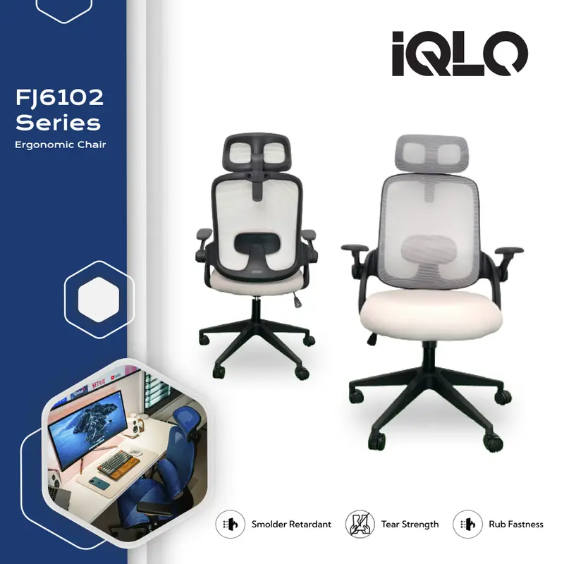 IQLO FJ6102 Kursi Kantor Belajar Gaming Foam Jaring Hidrolik Ergonomis Gas-Lift Class 4 Chairs Furniture 0