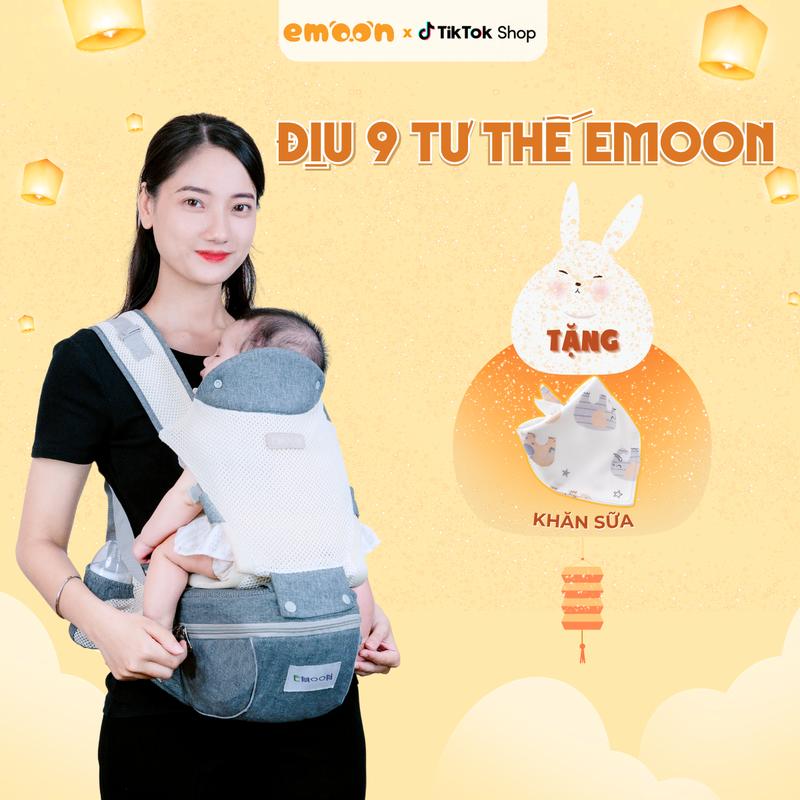   ĐỘC QUYỀN LIVE  Địu Ngồi Trợ Lực EMOON Có 9 Tư Thế Gọn Nhẹ Cho Bé Sơ Sinh Từ 0-3 Tuổi Bề Mặt Vải Mềm Mại Cao Cấp Địu Cõng Em Bé địu trợ lực Emoon 