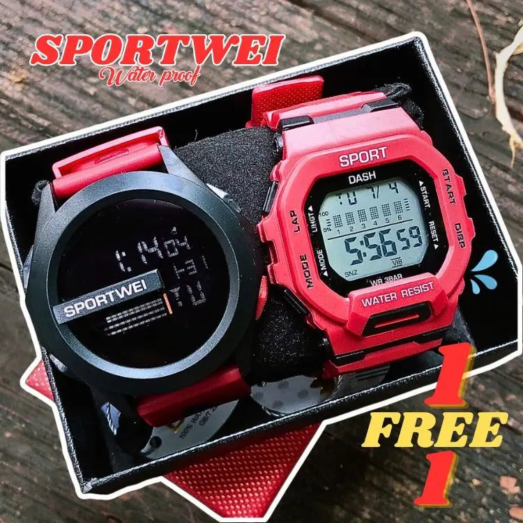 Đồng Hồ Kỹ Thuật Số Chronograph Chính Hãng Cho Nam, Mua 1 Tặng 1, Chống Nước, Miễn Phí Vận Chuyển, Đồng Hồ Thể Thao Đa Năng LED, Thích Hợp Cho Nam 0