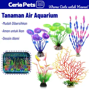 Tanaman Air Aquarium Tiruan Hiasan Aquarium Dekorasi Dasar Realistis Banyak Model & Aman untuk Ikan