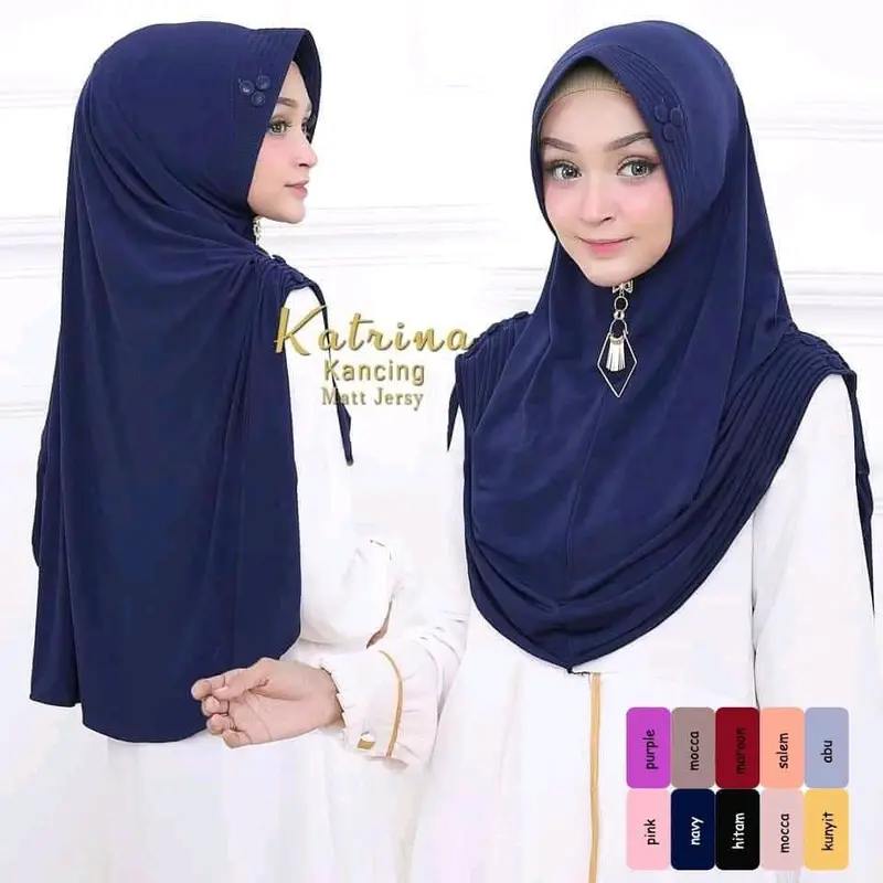 KATRINA BERGO KANCING JERSY CANTIK | HIJAB INSTAN | JILBAB BERGO INSTAN Pad Hitam 4