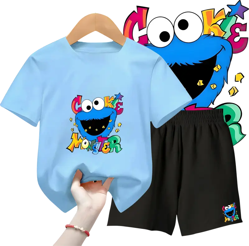 Setelan Baju Anak Laki Laki Kaos dan Celana Panjang / Pendek Pakaian Fashion Ukuran S-XL - Motif ELMON Putih 3