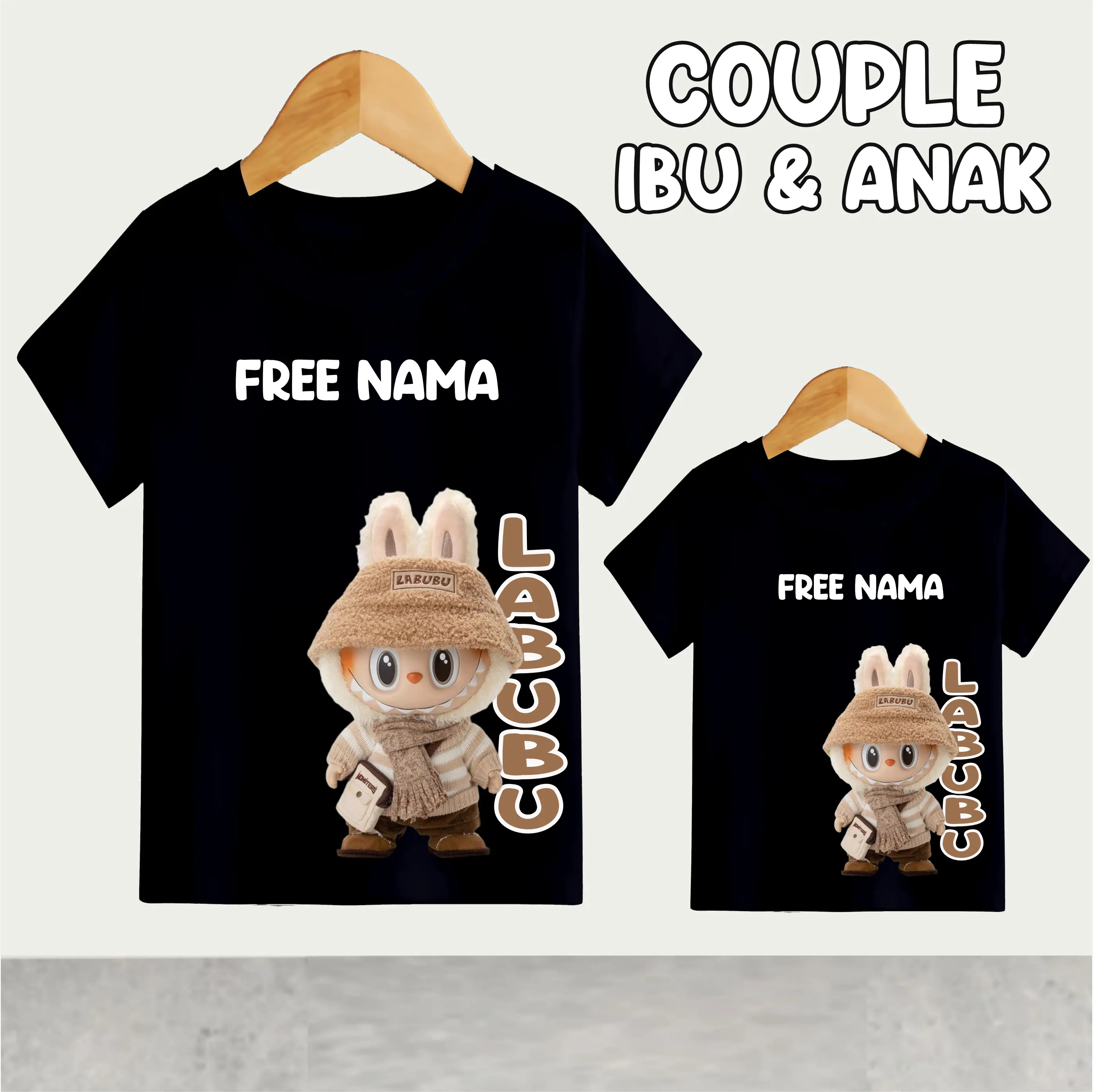 (FREE NAMA) KAOS DEWASA COUPLE IBU & ANAK CATTON COMBED 30s