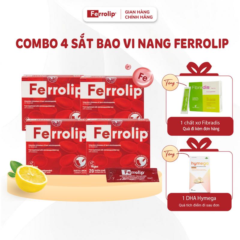   COMBO 4 HỘP FERROLIP  Ferrolip- bổ sung sắt cho người lớn hộp 20 gói 
