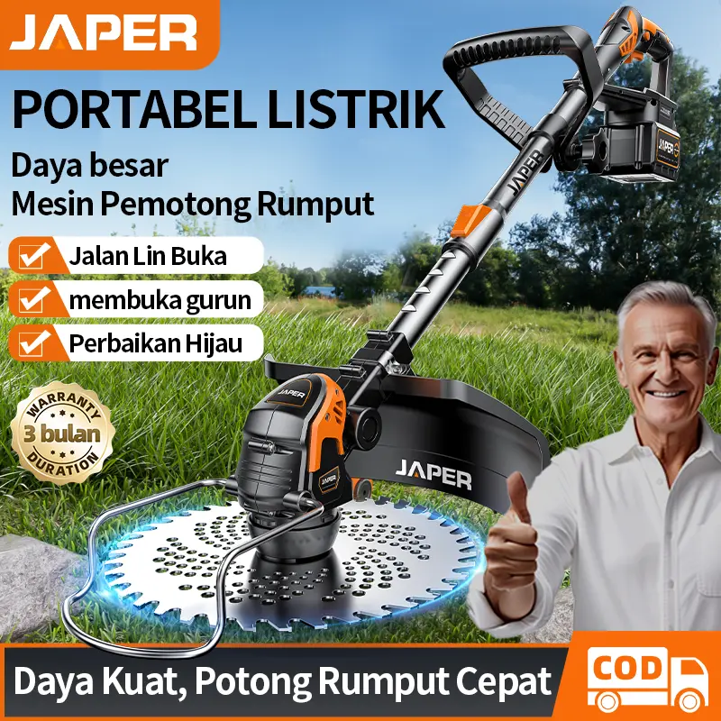 JAPER Mesin Potong Rumput Pemotong Rumput Listrik Pemangkas Rumput dengan Baterai Li-ion Rumput Pemotong Rumput Listrik Pemangkas Rumput dengan Baterai Li-ion yang Dapat Diisi Ulang