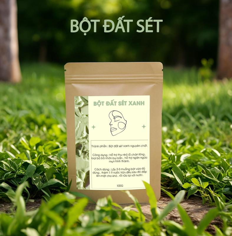 BỘT MẶT NẠ ĐẤT SÉT HỒNG VÀ ĐẤT SÉT XANH HỔ TRỢ GIÚP THU NHỎ LỖ CHÂN LÔNG, KIỀM DẦU, HỔ TRỢ DỊU MỤN ĐẦU ĐEN