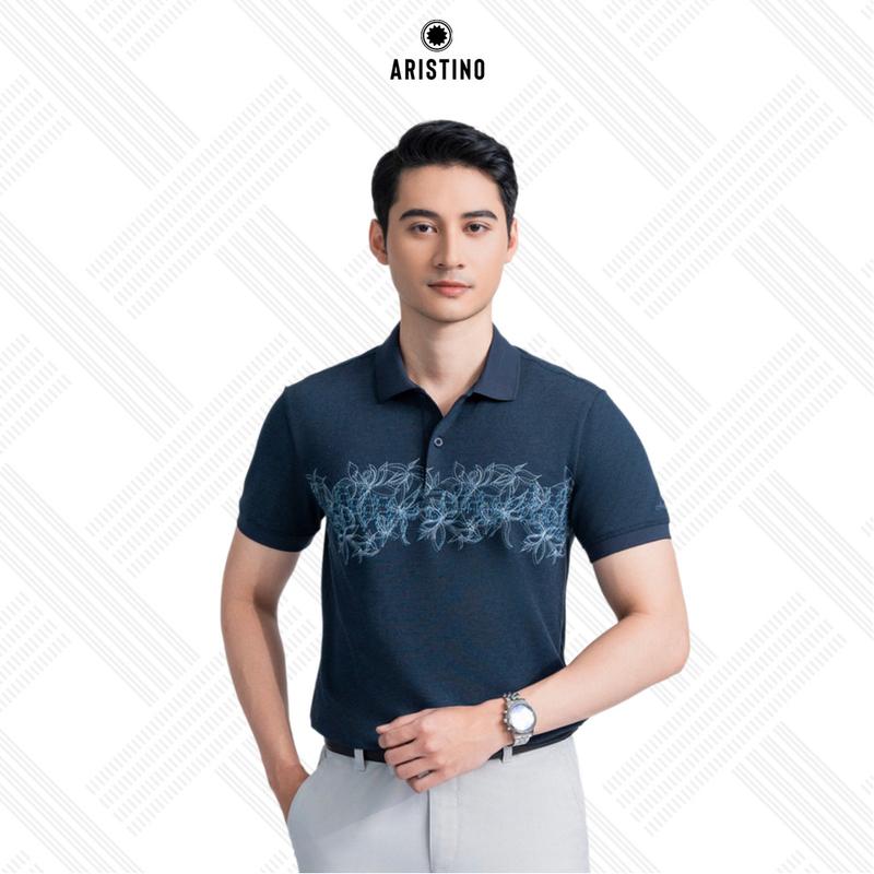 ARISTINO Áo polo nam ngắn tay Cotton cổ tay áo bo rib lịch sự kết hợp họa tiết tinh tế, mang đến vẻ ngoài nam tính và thời thượng phom dáng Regular Fit APS097AZ