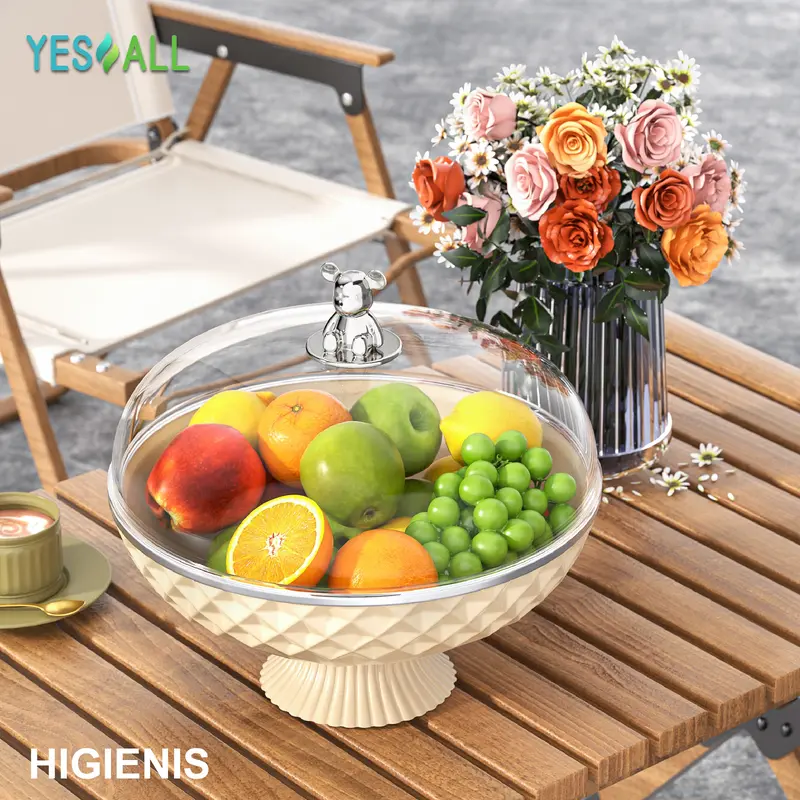 YESALL Keranjang Buah - Tudung Saji Nampan Mangkok Aesthetic Nampan Aesthetic Tudung Saji Estetik Tempat Buah Wadah Saji Piring Buah Rak Buah Kitchenware 2
