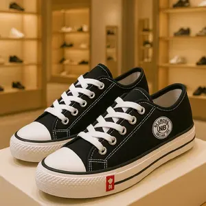 Sepatu Anak Sekolah SD SMP DAN SMA Terbaru Casual Karet Hitam Putih Shoes