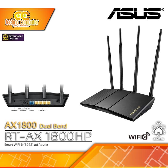 Gambar ROUTER ASUS RT-AX1800HP AX1800 Dual Band WiFi 6 Gigabit Wireless dari Techno Computer Bali Kota Denpasar Tokopedia