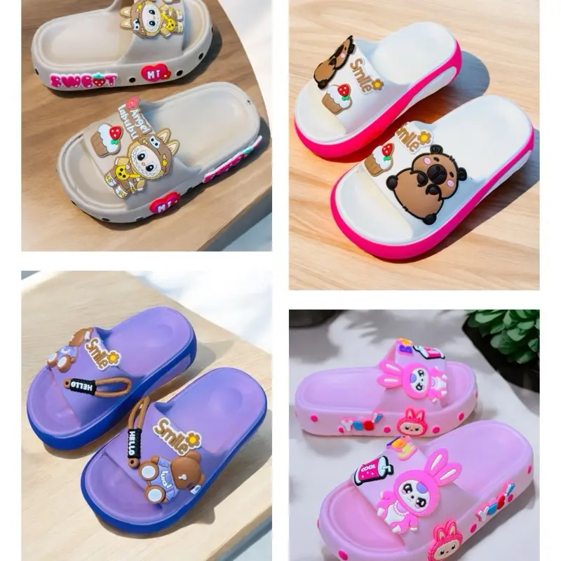 MUA 1 ĐÔI TẶNG THÊM 1 ĐÔI- Dép bánh mì cho bé gái hình thỏ BABY THREE Và LABUBU siêu dễ thương mềm êm chân SIZE TO