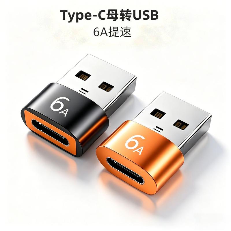Đầu chuyển Type‑C sang USB 2.0, cáp dữ liệu PD cho điện thoại và ô tô, đầu sạc 6A, bộ chuyển đổi cổng C sang USB, hỗ trợ OTG