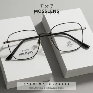 Mosslens Kacamata Photocromic Bisa Minus Anti Radiasi Blueray Bentuk Kotak Bahan Metal Unisex 66013