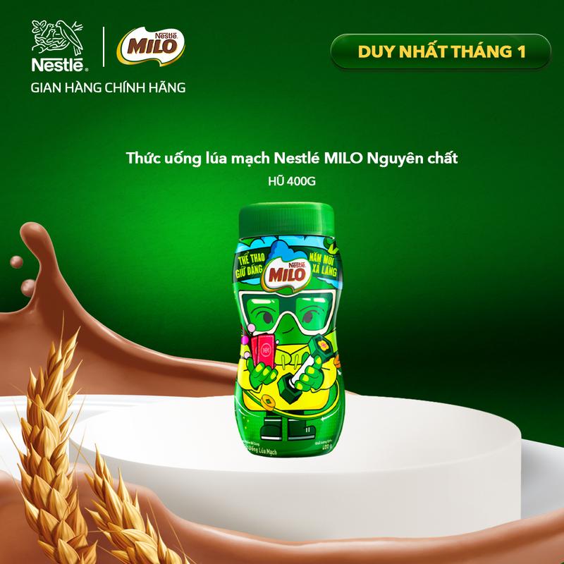   Bao bì ngẫu nhiên  Nestlé VN Hũ nhựa Thức uống lúa mạch Nestlé MILO Nguyên chất 400g 