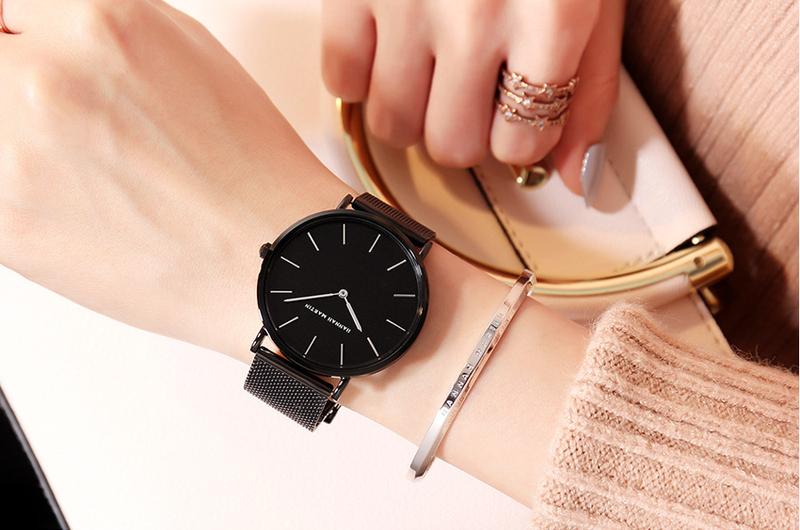 Product Introduction of HANNAH MARTIN Women's Waterproof Watch Light Luxury Minority Minimalist Steel Mesh Strap Slim Watch CV36W 45