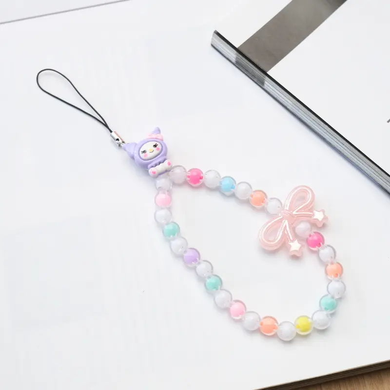 Gantungan HP bracelet gelang / Lanyard HP estetik / Phone Strap Beads / Tali HP / Strap HP Blackpink / Gantungan KameraLanyard Manik Hitam Ponsel Telepon 8
