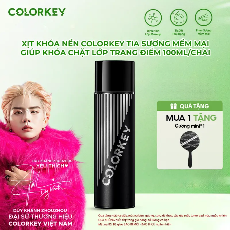Xịt Khóa Nền COLORKEY PHIÊN BẢN NÂNG CẤP Tia Sương Mềm Mại Giúp Khóa Chặt Lớp Trang Điểm 100ml/chai