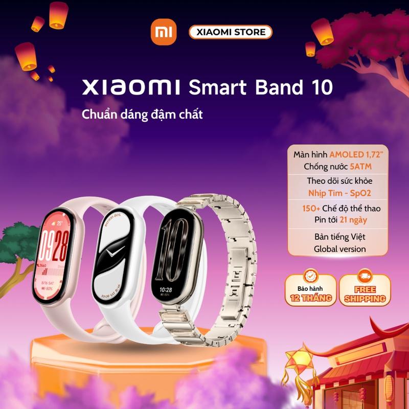 Vòng đeo tay thông minh Xiaomi Mi Band 10 - Chính Hãng Bản Quốc Tế Bảo Hành 12 Tháng