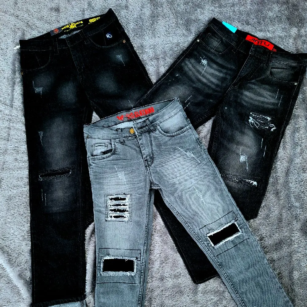 Celana panjang skinny jeans sobek pria Stretch Slimfit  Nyaman Lembut Melar Denim Distro Hitam