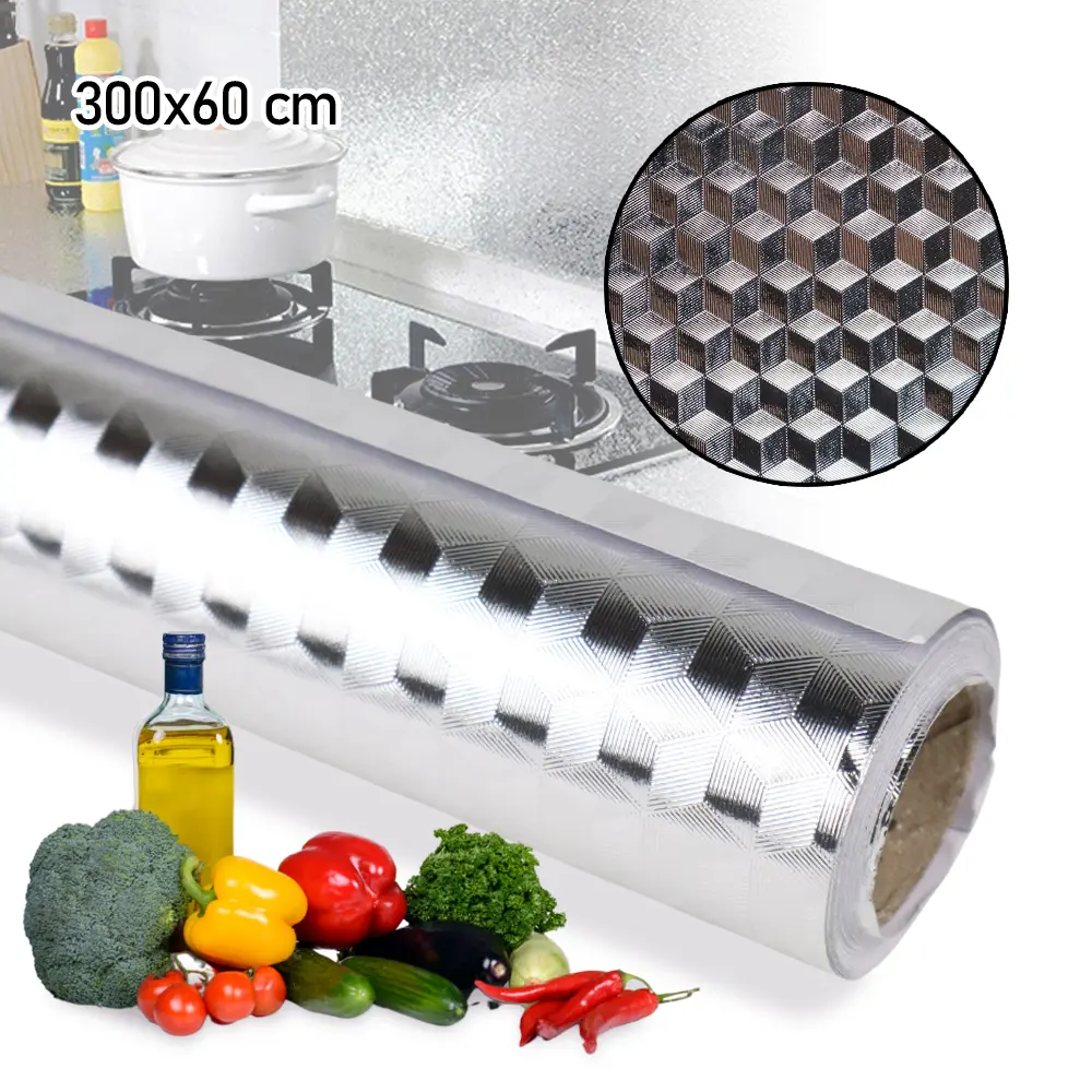 Maxistore Mall | Stiker Dinding Dekorasi | Wallpaper Anti Minyak Aluminium | Foil Waterproof 300x60cm