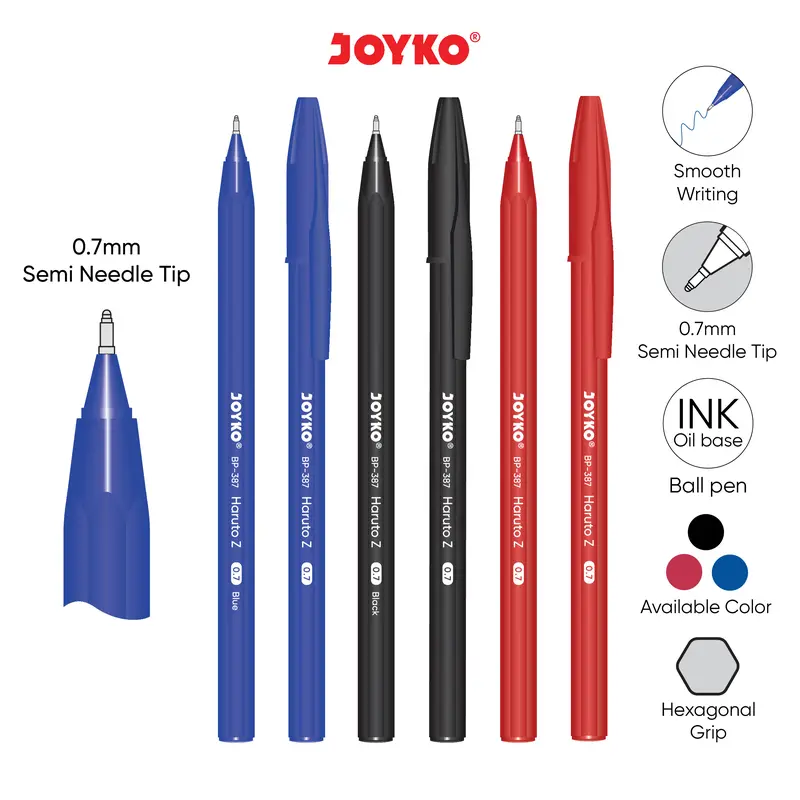 JOYKO BALL PEN BLACK BLUE RED PENA PULPEN JOYKO BP-387 HITAM BIRU MERAH HARUTO Z BOX LUSIN [12PCS] 1