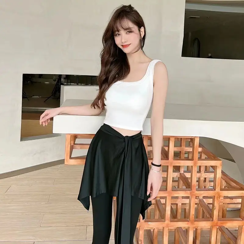 Kaka sports camisole undershirt female internal and external wear anti-glare with chest pads large U-shaped back bottoming long and short version!