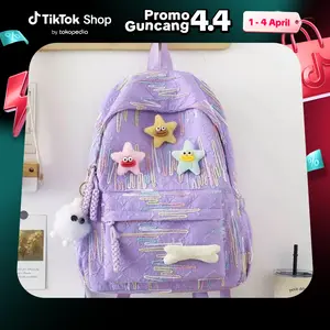 BELIBAG Tas backpack wanita lucu Ransel Wanita Motif Bintang Lucu Estetik Kompartemen Luas Ransel Sekolah Anak Korea K0316