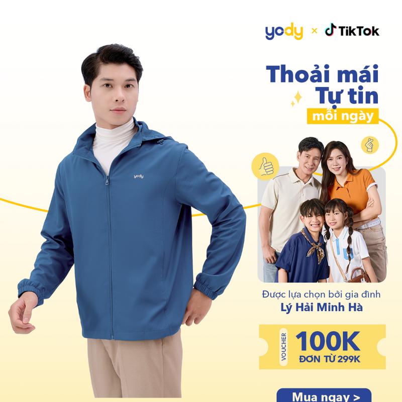 YODY Áo Khoác Gió Nam Trượt Nước Thông Minh Lót Lưới Mềm Nhẹ Thông Thoáng AKM5041
