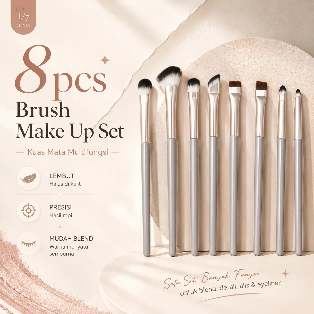 [COD] Paket 8 Kuas Kecantikan Lengkap Bulu Halus Lembut, Alat Makeup Profesional Mudah Dipakai untuk Pemula dan Keseharian