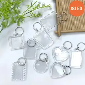50pcs Bahan Gantungan Kunci Akrilik Insert Paper Murah Masukin Kertas Instan Instant Kotak Kpop Anime Kosong Kosongan Ganci