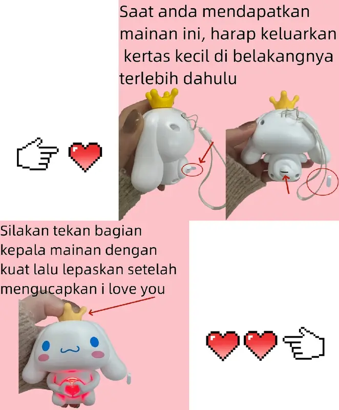 Mainan perempuan [Versi audio]I love you Lotso Sanrio boneka Night sonic Light Kawaii 3D LED Cinnamoroll Lampu Figure Kartun  Lucu Kecantikan Hiasan Kamar Tidur Samping Tempat Kotak kado ulang tahun cewek Plastik pentol pasangan Kuning Hadiah Ayam 3