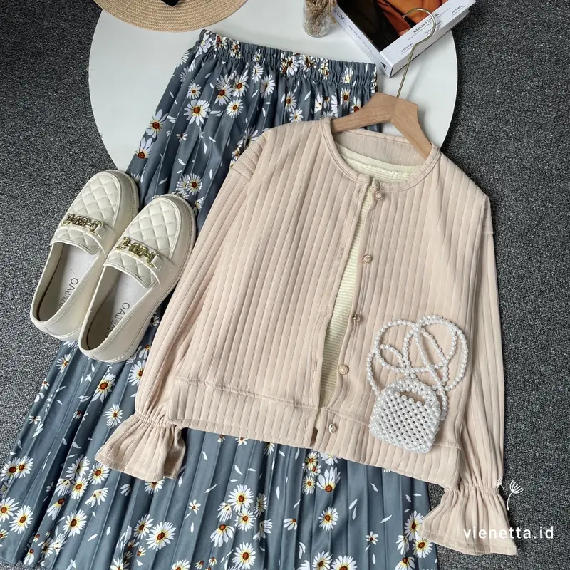 Vienetta.id-ONESET SETELAN WANITA KEKINIAN BAJU ROK PANJANG WANITA REMAJA KEKINIAN ATASAN CARDI KNIT HORNET DAN ROK PLISKET PREMIUM FIT TO XL OUTFIT HEALING OUTFIT NGEDATE STUDYTOUR NONGKI KEKINIAN SIMPLE KOREAN STYLE FASHION KEKINIAN 2025 Regular 5