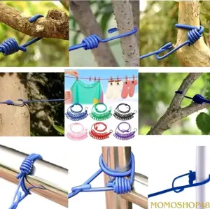 Tali jemuran elastis 12 klip