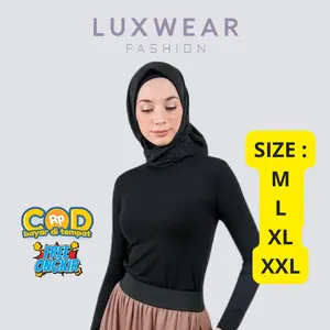 Manset Kaos Kerah Oblong  Inner Muslimah Manset Oblong Manset Hitam Putih Polos Tangan Panjang Stretch Nyaman Dalaman Basic Baju muslimah Rayon Atasan Non Motif Wanita