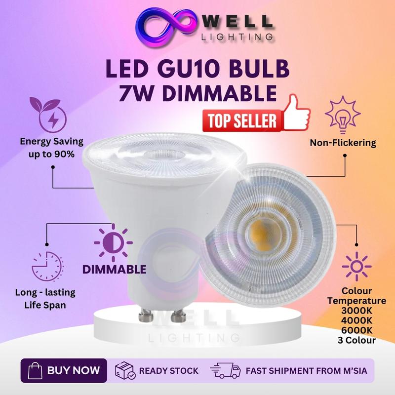 Dimmable GU10 LED Bulb 7W Spotlight Eyeball Track Light 3 Colour ...