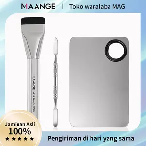MAANGE Kuas Foundation Ultra Tipis + Mixing Pallete + Spatula Fondation Alat Stainless Steel 3Pcs Set Alas Bedak Concealer Pencampur Alat Makeup