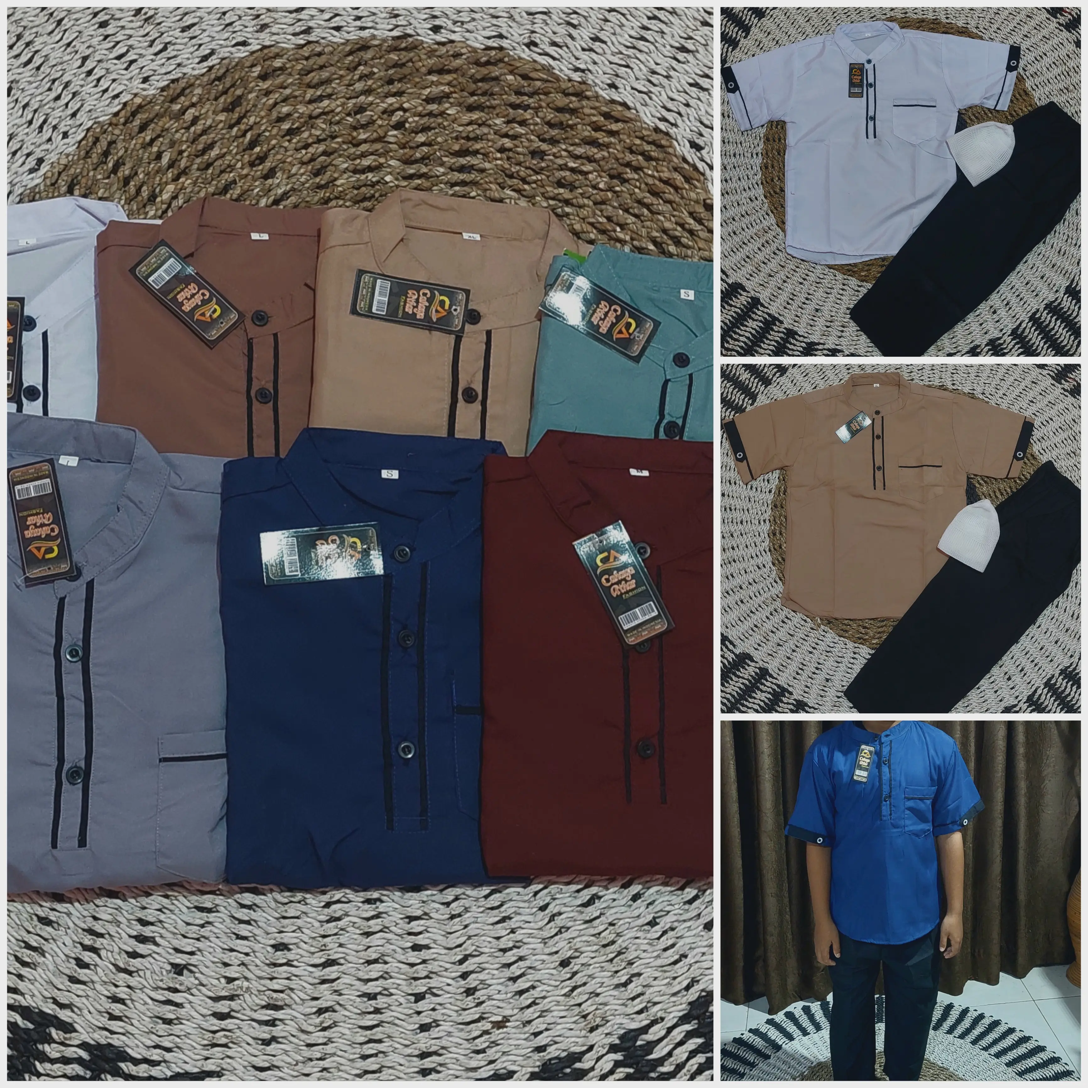 Baju Koko Muslim Anak Laki laki  Umur 3-11 Tahun Setelan Kurta Peci