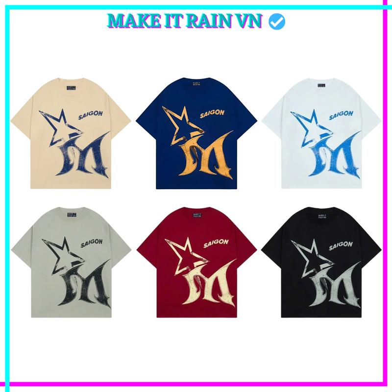   MUA ÁO CÓ QUÀ  COMBO 2 ÁO Thun Boxy Nam Nữ SAIGON Make It Rain Áo Phông Unisex Form Boxy Rộng Top Women Cổ Tròn 