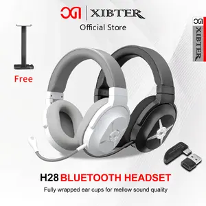【Free Bracket】Xibter H28 2.4G Headphones Bluetooth 5.3 Gaming Headset Wireless Earphone Bass  Pengiriman gratis