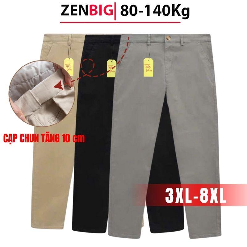 Quần Kaki Nam Bigsize ZENBIG dài cạp có chun, chất liệu co giãn, dáng basic dành cho người từ 80-140kg