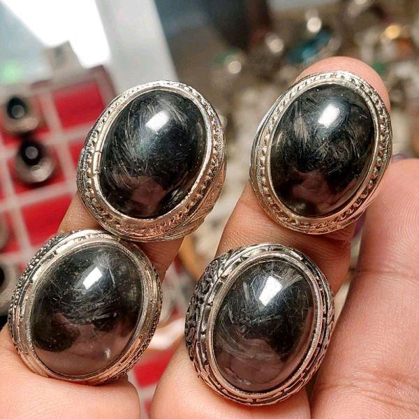 Cincin Pria Bulu Macan Bulugoyang  nempel magnet obsidian Ring Alpaka Super dengan Desain Eksklusif dan Kualitas Terbaik